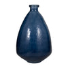 Decorative Vase | Pottery Style Balloon Shape | Blue Glazed Glass 19"