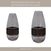 Elegant Decorative Floral Vase w Wood Band | 10" Clear Glass