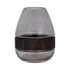 Elegant Decorative Floral Vase w Wood Band | 10" Clear Glass