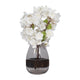 Elegant Decorative Floral Vase w Wood Band | 10" Clear Glass