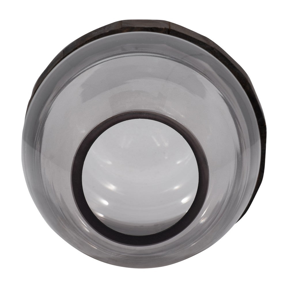 Elegant Decorative Floral Vase w Wood Band | 10" Clear Glass