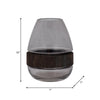 Elegant Decorative Floral Vase w Wood Band | 10" Clear Glass