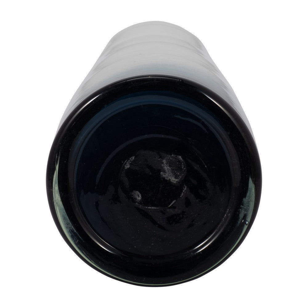 Decorative Flower Vase | 15" Glossy White Blue Glass | Stoic Modern Art