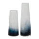 Decorative Flower Vase | 15" Glossy White Blue Glass | Stoic Modern Art
