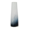 Decorative Flower Vase | 15" Glossy White Blue Glass | Stoic Modern Art