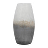 Decorative Flower Vase | 12" Contemporary Ombre Gray White Crackle Glass