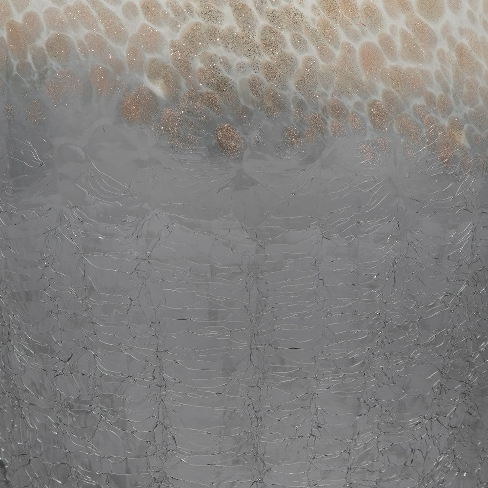 Decorative Flower Vase | 12" Contemporary Ombre Gray White Crackle Glass