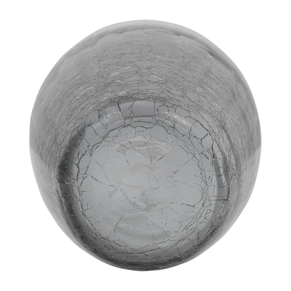 Decorative Flower Vase | 12" Contemporary Ombre Gray White Crackle Glass