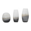 Decorative Flower Vase | 12" Contemporary Ombre Gray White Crackle Glass