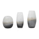 Decorative Flower Vase | 12" Contemporary Ombre Gray White Crackle Glass