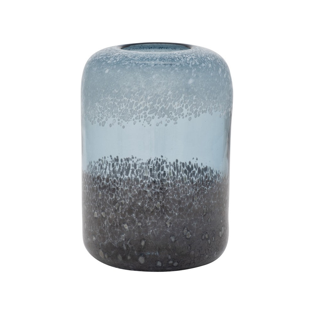 Elegant Ombre Flower Vase | 9" | Black | White | & Blue Clear Glass