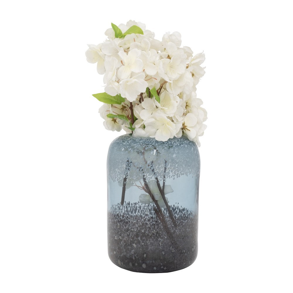 Elegant Ombre Flower Vase | 9" | Black | White | & Blue Clear Glass