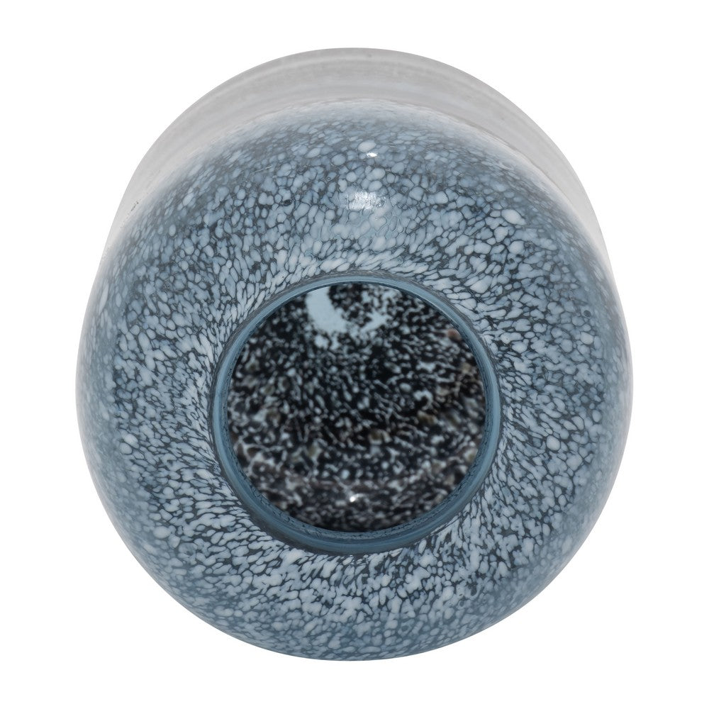 Elegant Ombre Flower Vase | 9" | Black | White | & Blue Clear Glass