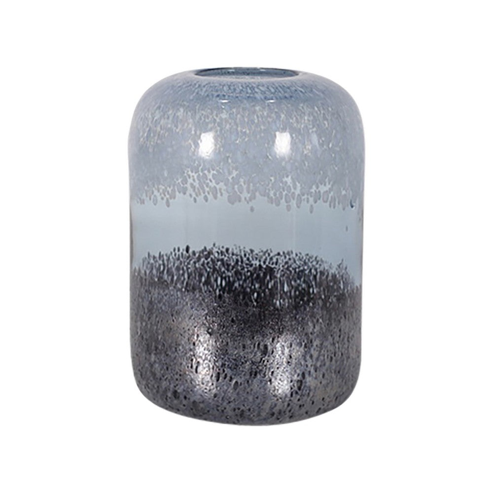 Elegant Ombre Flower Vase | 9" | Black | White | & Blue Clear Glass