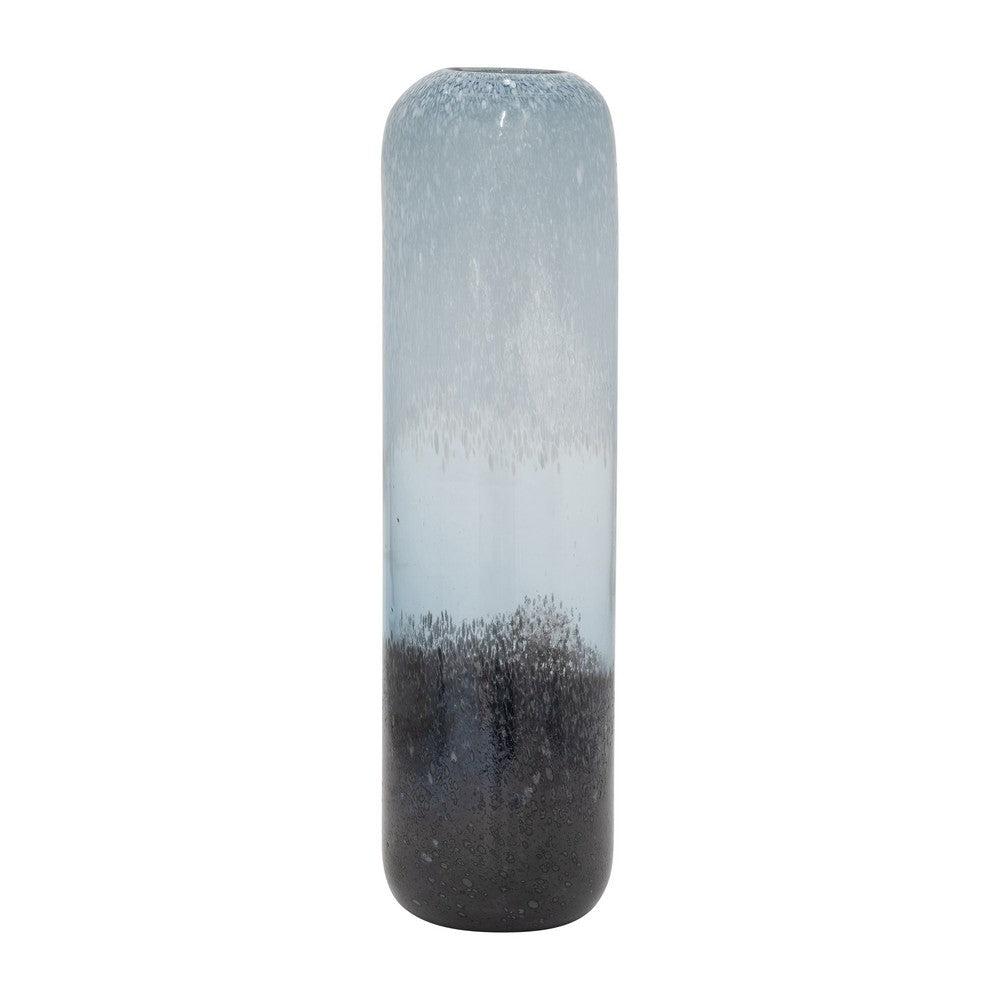 Cylinder Vase | Green White & Gray Ombre Finish | 17" Modern Glass