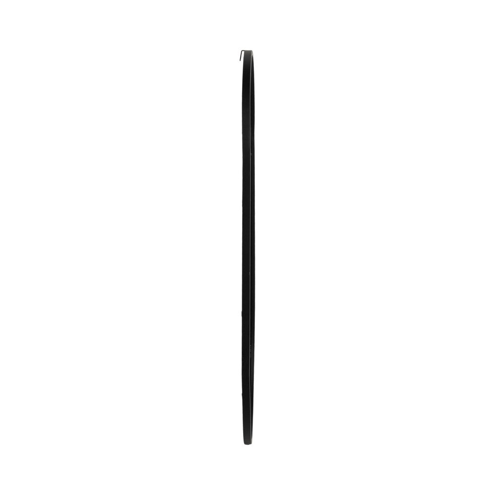 Decorative Oval Wall Mirror | 24x39 Portrait Black Iron Frame | Wood Back