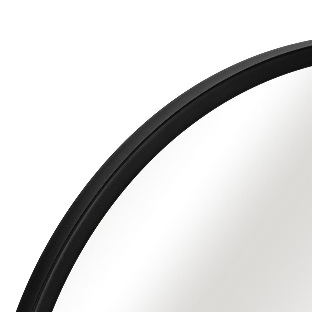 Decorative Oval Wall Mirror | 24x39 Portrait Black Iron Frame | Wood Back