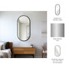 Decorative Oval Wall Mirror | 24x39 Portrait Black Iron Frame | Wood Back