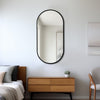 Decorative Oval Wall Mirror | 24x39 Portrait Black Iron Frame | Wood Back