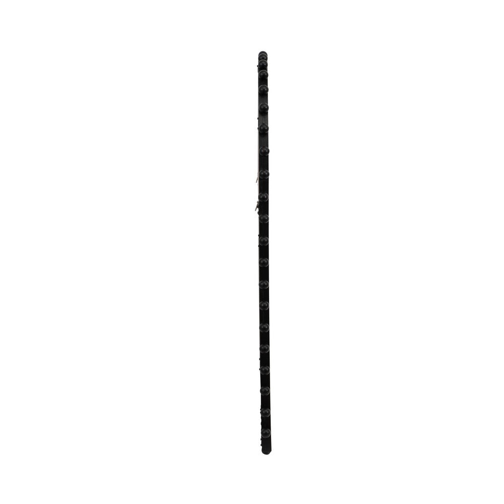 Antique Wall Mirror | 39" Black Beaded Arched Pine Wood Frame