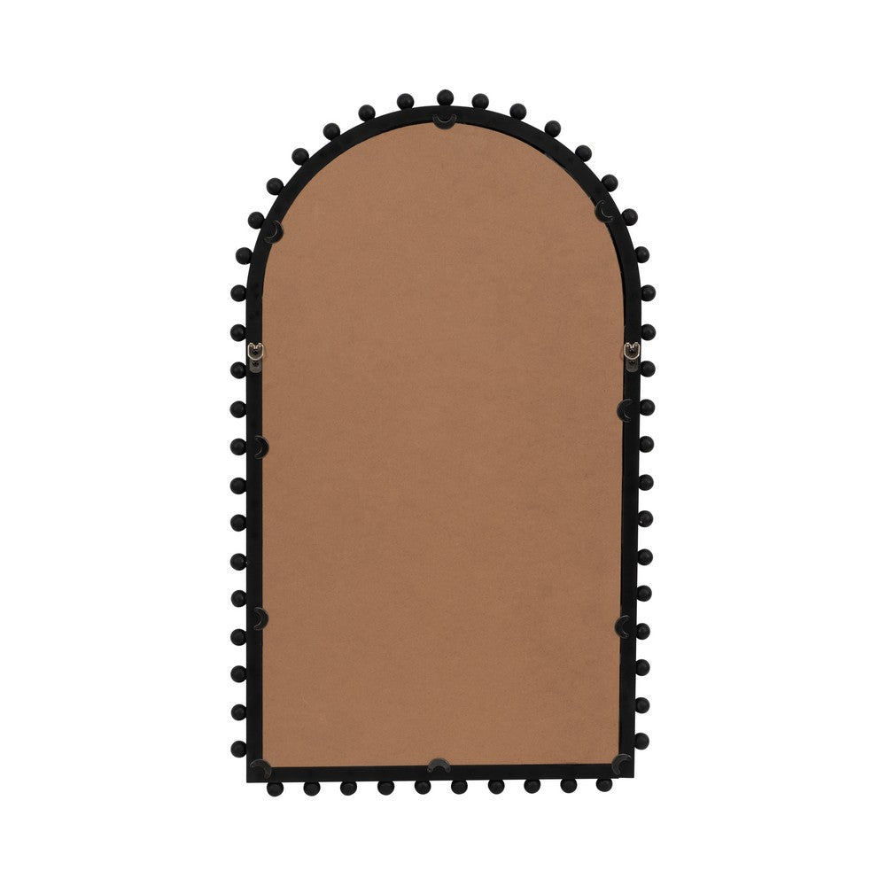 Antique Wall Mirror | 39" Black Beaded Arched Pine Wood Frame