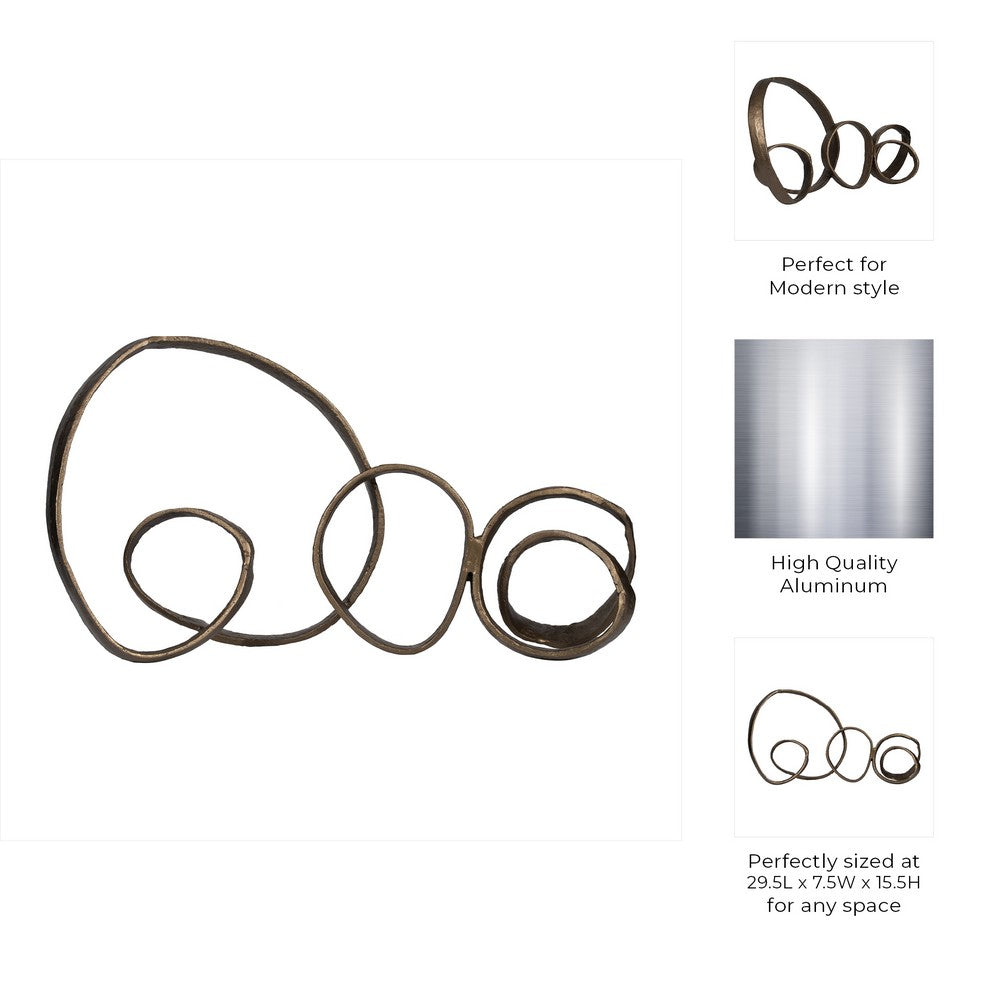 Abstract Tabletop Decor | Looped Design Antique Bronze Aluminum | 30"