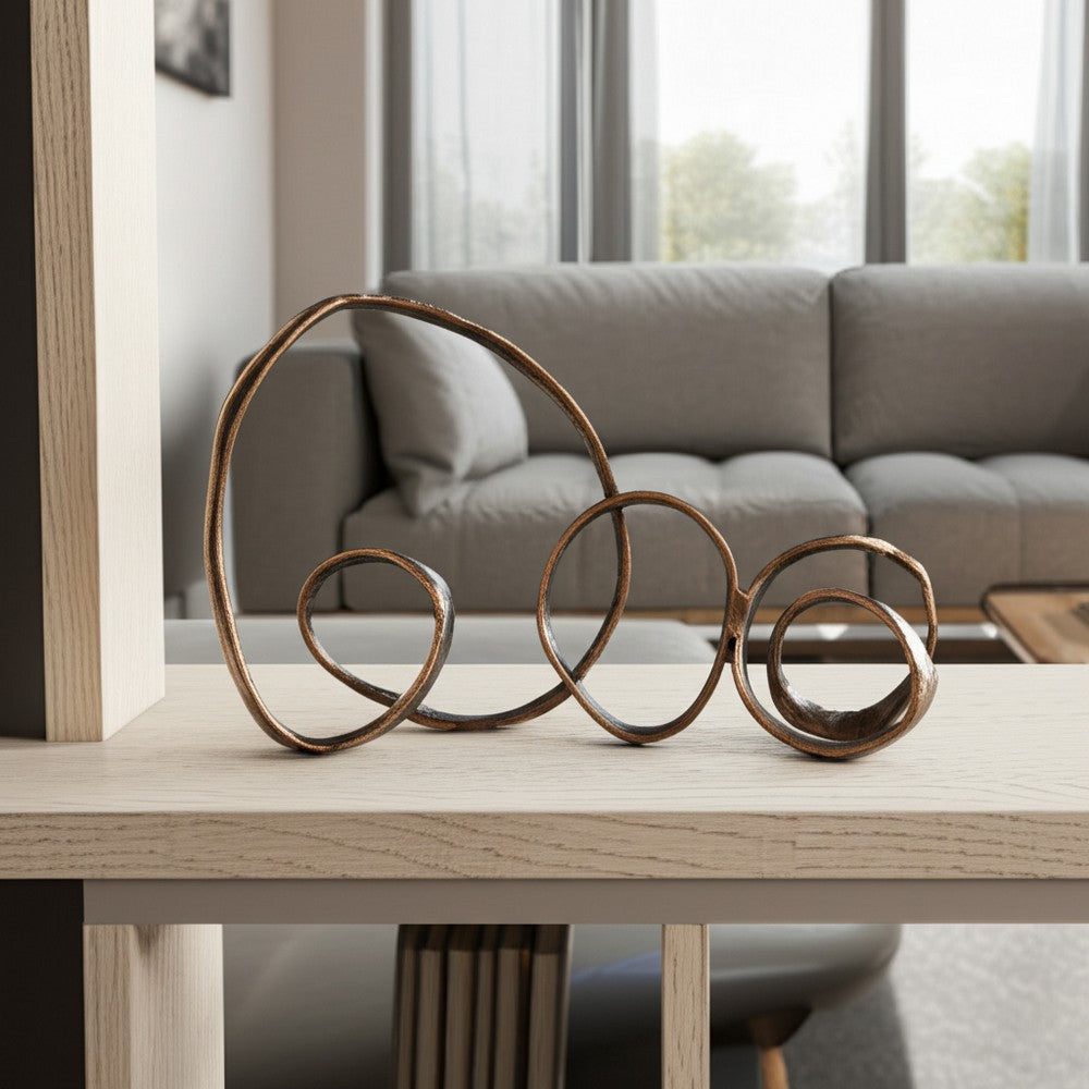 Abstract Tabletop Decor | Looped Design Antique Bronze Aluminum | 30"
