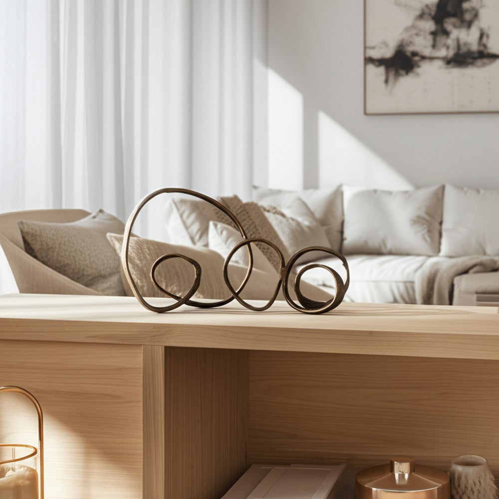 Abstract Tabletop Decor | Looped Design Antique Bronze Aluminum | 30"