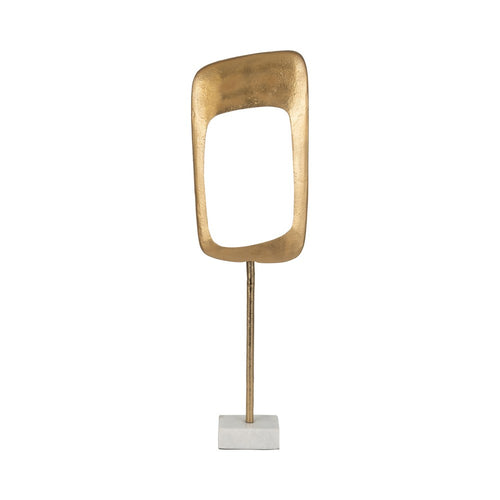 Unique Accent Sculpture Tabletop Decor | 27" Gold Metal | White Marble