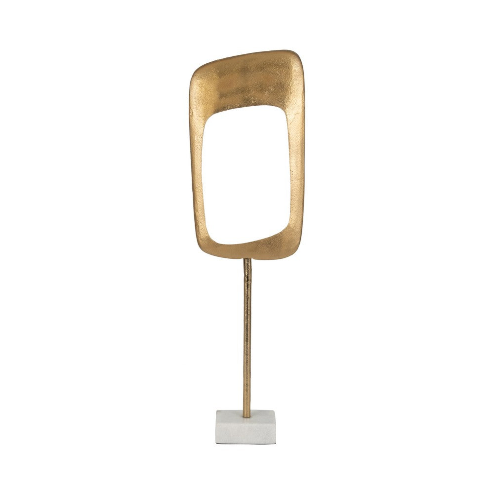 Unique Accent Sculpture Tabletop Decor | 27" Gold Metal | White Marble