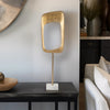 Unique Accent Sculpture Tabletop Decor | 27" Gold Metal | White Marble