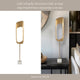 Unique Accent Sculpture Tabletop Decor | 27" Gold Metal | White Marble