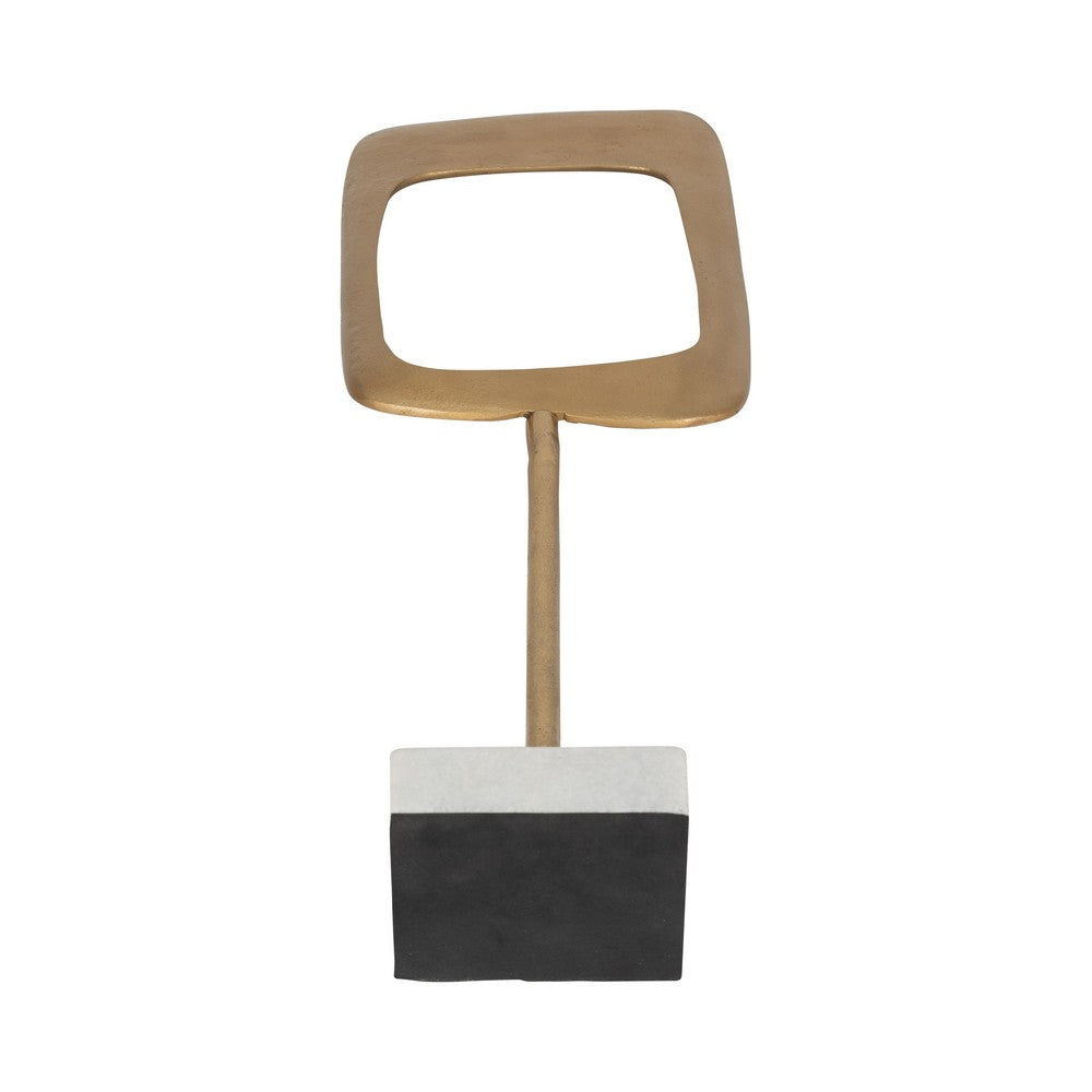 Unique Accent Sculpture Tabletop Decor | 27" Gold Metal | White Marble