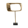 Rhombus Sculpture for Tabletop Decor | 20" Gold Metal | Black Marble