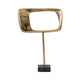 Rhombus Sculpture for Tabletop Decor | 20" Gold Metal | Black Marble