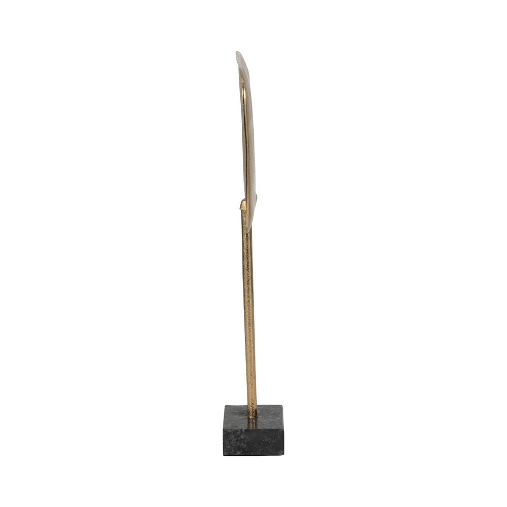 Rhombus Sculpture for Tabletop Decor | 20" Gold Metal | Black Marble