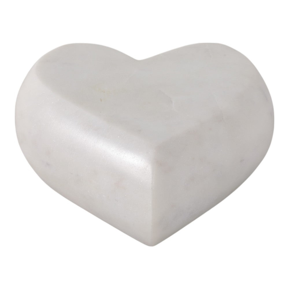White Marble Heart Sculptural Decoration | 5 Inch | Elegant Design