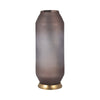 Frosted Glass Vase | Pink Cylinder Shape Textured | Gold Metal Base 15"