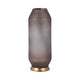 Frosted Glass Vase | Pink Cylinder Shape Textured | Gold Metal Base 15"