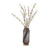 Frosted Glass Vase | Pink Cylinder Shape Textured | Gold Metal Base 15"