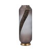 Floral Vase Decor | Blush Pink Frosted Glass | Bronze Detail 20"