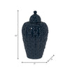 Decorative Jar | Lid w Round Finial | Chain Texture Navy Blue Ceramic