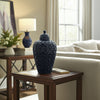 Decorative Jar | Lid w Round Finial | Chain Texture Navy Blue Ceramic