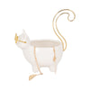 Voss Kitty Trinket Dish with Ring Holder Tail | 7" White-Gold Ceramic