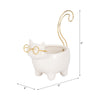 Voss Kitty Trinket Dish with Ring Holder Tail | 7" White-Gold Ceramic