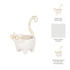 Voss Kitty Trinket Dish with Ring Holder Tail | 7" White-Gold Ceramic