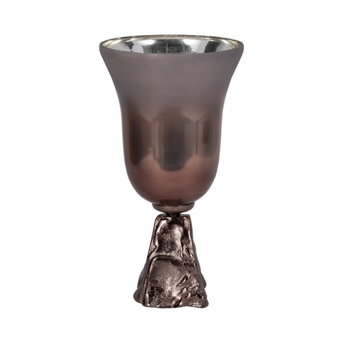 Calyn Accent Vase | Chalice Sculptural Aluminum | Metallic Glass 15"