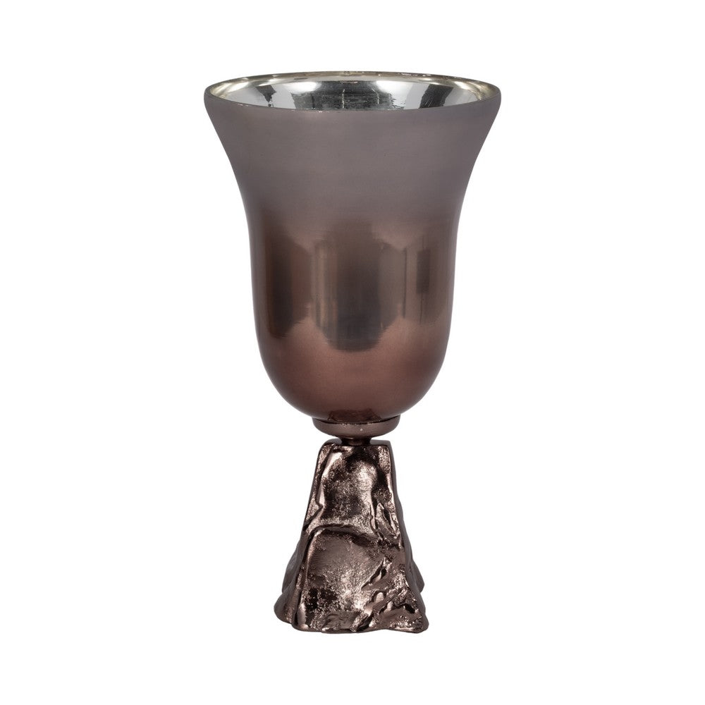 Calyn Accent Vase | Chalice Sculptural Aluminum | Metallic Glass 15"