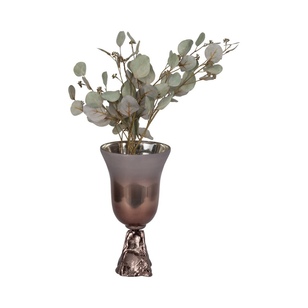 Calyn Accent Vase | Chalice Sculptural Aluminum | Metallic Glass 15"