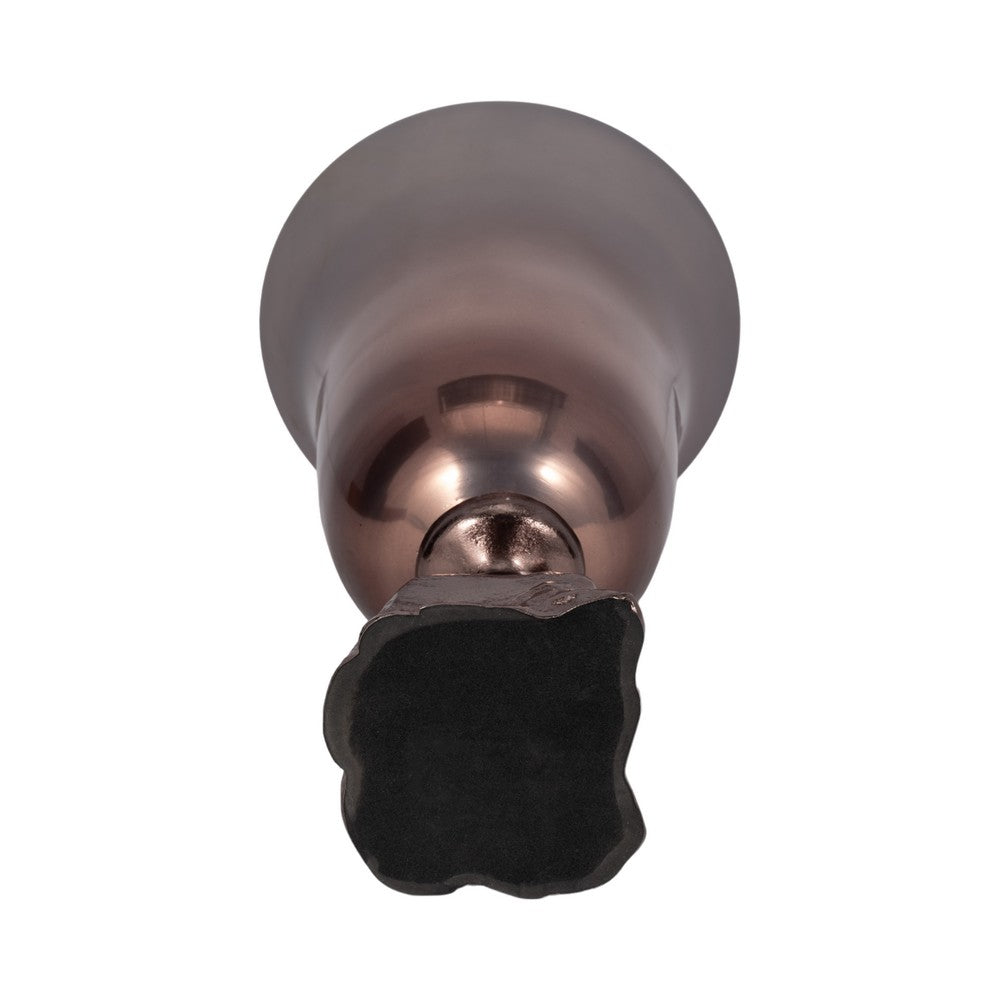 Calyn Accent Vase | Chalice Sculptural Aluminum | Metallic Glass 15"